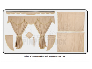 Renault Beige curtains with PomPom tassels 