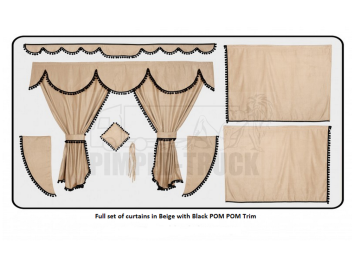 Beige curtains with PomPom tassels for Man