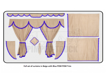Volvo Beige curtains with PomPom tassels 