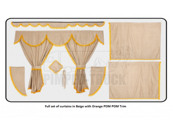 Daf Beige curtains with PomPom tassels 