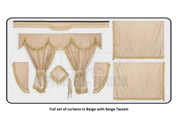 Scania Beige curtains with long tassels 