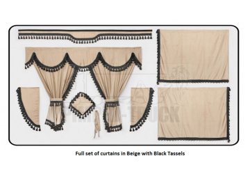 Beige curtains with classic tassels for Man