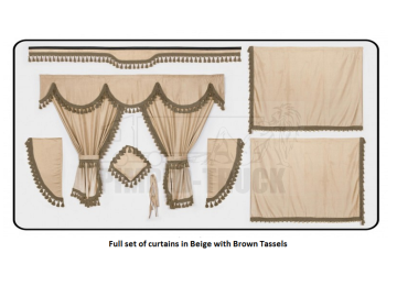 Scania Beige curtains with classic tassels 