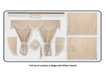 Scania Beige curtains with classic tassels 