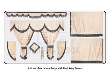Beige curtains with long tassels for Man