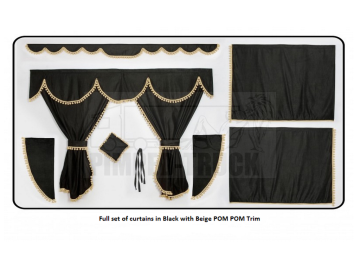 Iveco Black curtains with PomPom tassels 