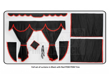 Volvo Black curtains with PomPom tassels 