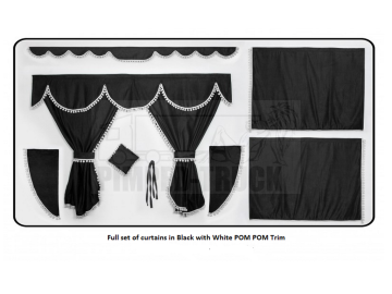 Scania Black curtains with PomPom tassels 