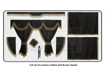 Scania Black curtains with classic tassels 