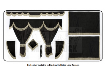 Black curtains with long tassels for Man