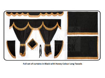 Scania Black curtains with long tassels 