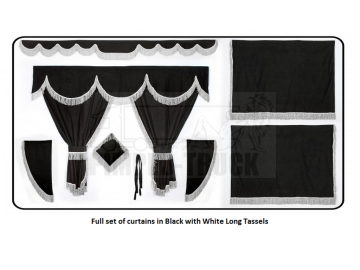 Scania Black curtains with long tassels 