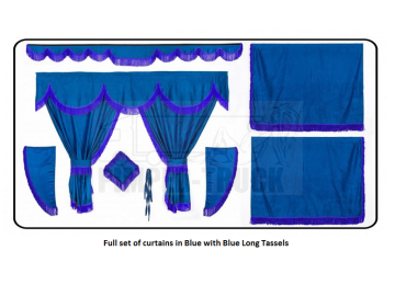 Mercedes Blue curtains with long tassels 