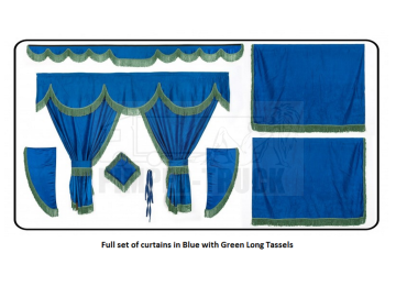 Daf Blue curtains with long tassels 