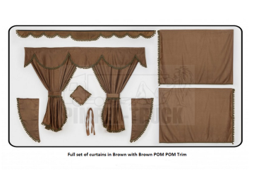 Volvo Brown curtains with PomPom tassels 