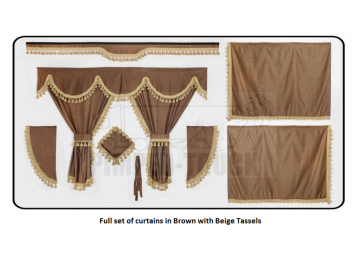 Brown curtains with classic tassels for Man