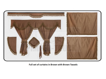 Mercedes Brown curtains with classic tassels 