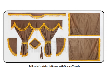 Scania Brown curtains with classic tassels 