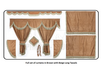Brown curtains with long tassels for Man
