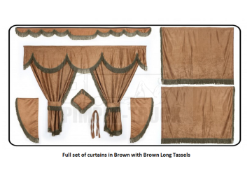 Volvo Brown curtains with long tassels 