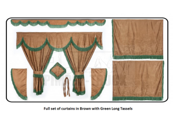 Scania Brown  curtains with long tassels 