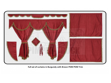 Burgundy curtains with PomPom tassels for Man