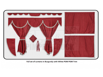 Burgundy curtains with PomPom tassels for Man