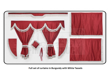 Scania Burgundy curtains with PomPom tassels 