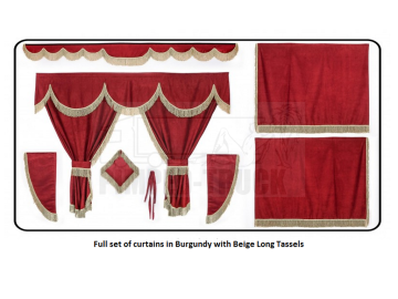 Iveco Burgundy curtains with long tassels 