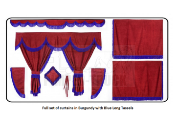 Scania Burgundy curtains with long tassels 