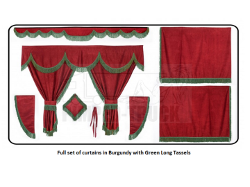 Scania Burgundy curtains with long tassels 