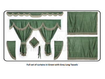 Mercedes Green curtains with long tassels 