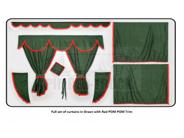 Daf Green curtains with PomPom tassels 