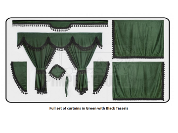 Volvo Green curtains with classic tassels 