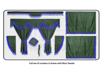 Daf Green curtains with classic tassels 