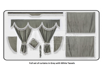 Scania Grey curtains with classic tassels 