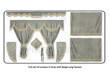 Grey curtains with long tassels for Man