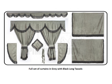 Volvo Grey curtains with long tassels 