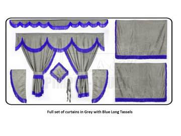 Daf Grey curtains with long tassels 