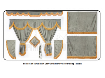 Daf Grey curtains with long tassels 