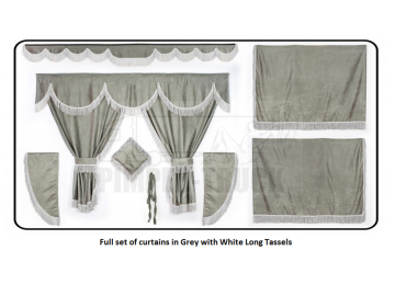 Mercedes Grey curtains with long tassels 