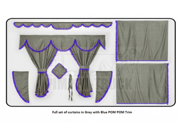 Daf Grey curtains with PomPom tassels 