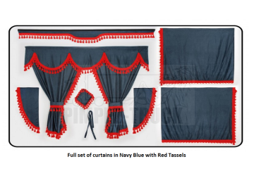 Volvo Navy Blue curtains with classic tassels 
