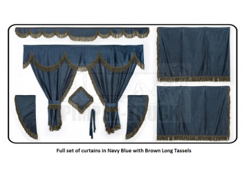 Mercedes Navy Blue curtains with long tassels