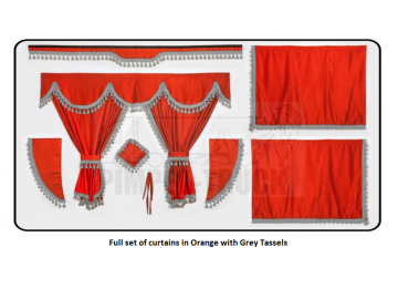 Volvo Orange curtains with classic tassels 