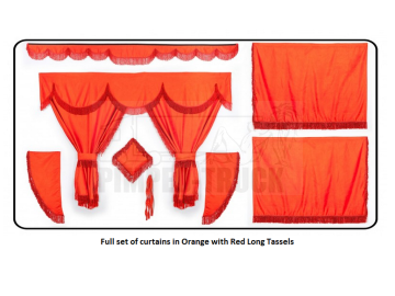 Volvo Orange curtains with long tassels 