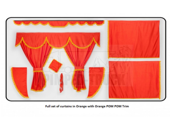 Orange curtains with PomPom tassels for Man