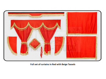 Mercedes Red curtains with classic tassels 