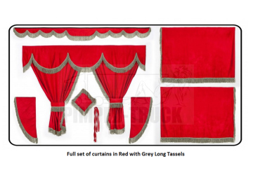 Daf Red curtains with long tassels 