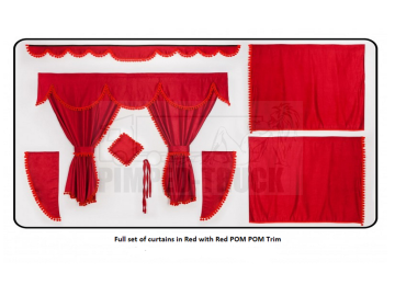 Red curtains with PomPom tassels for Man